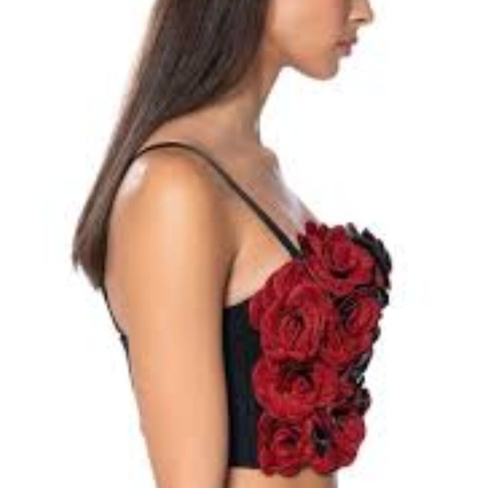 I WISH YOU WELL ROSE DETAIL CORSET TOP